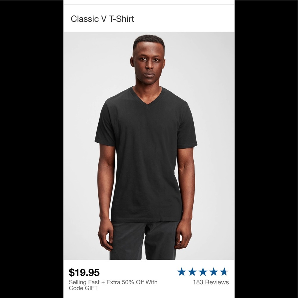 NEW! Gap Classic V-Neck Mens Medium T-Shirt 2-Pack